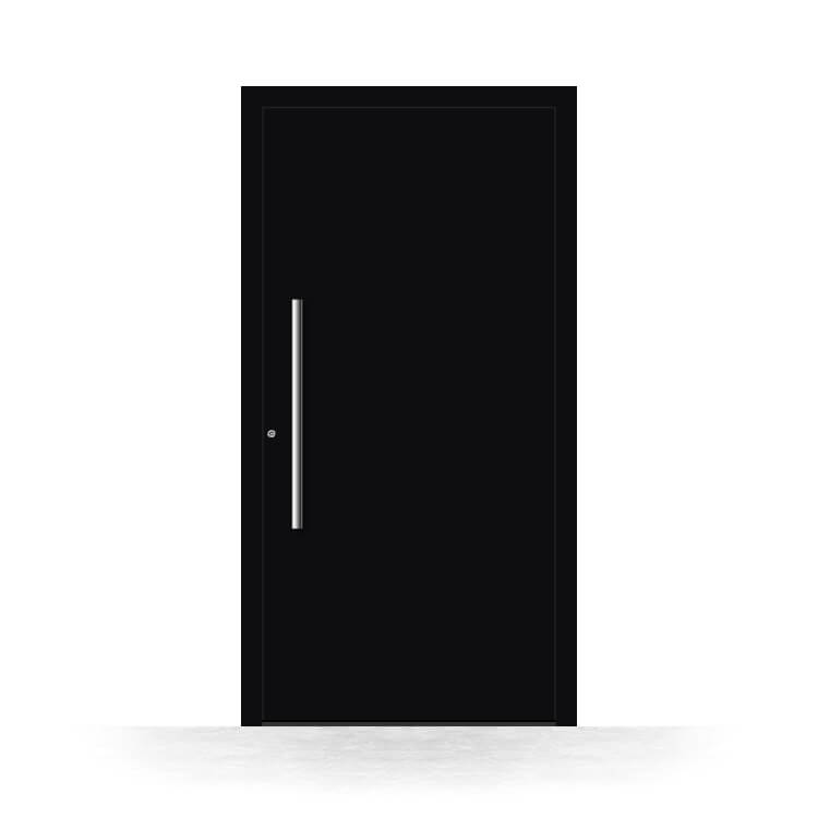 Alu-Haustür in Schwarz (RAL 9005) Außenansicht