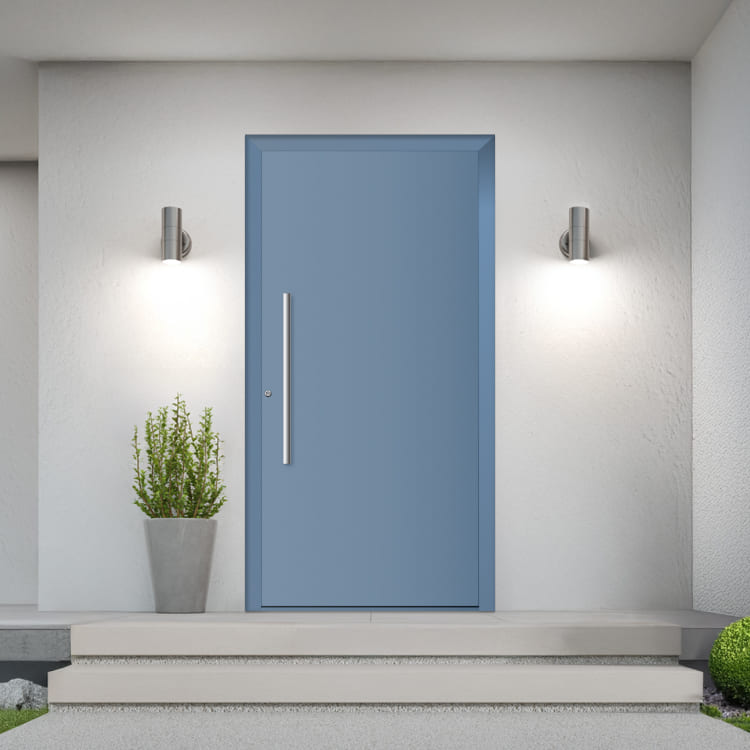 Aluminium Haustür Blau
