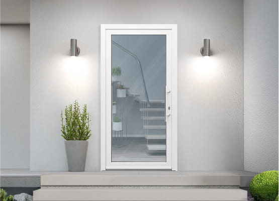 Kunststoff-Haustür mit Glaseinsatz