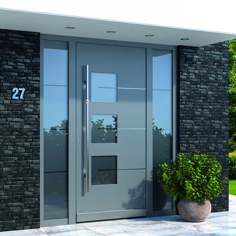Moderne Haustür mit Glas und Seitenteilen