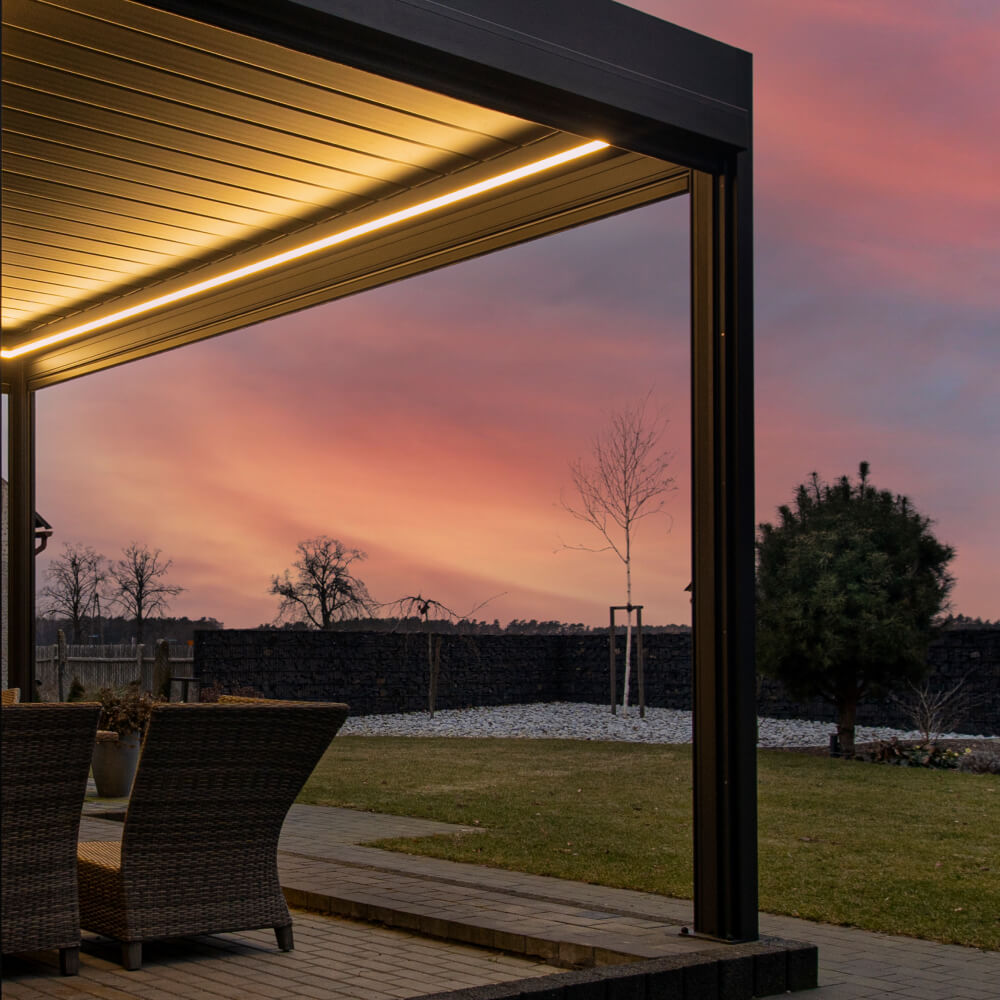 Pergola Einbausituation Beleuchtung