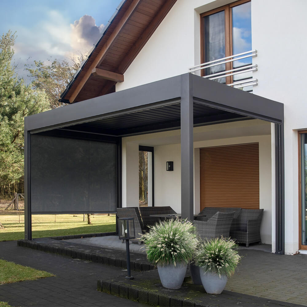 Freistehende Pergola Seitenwand