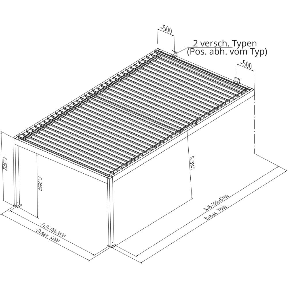 Pergola 6x4 Wandmontage