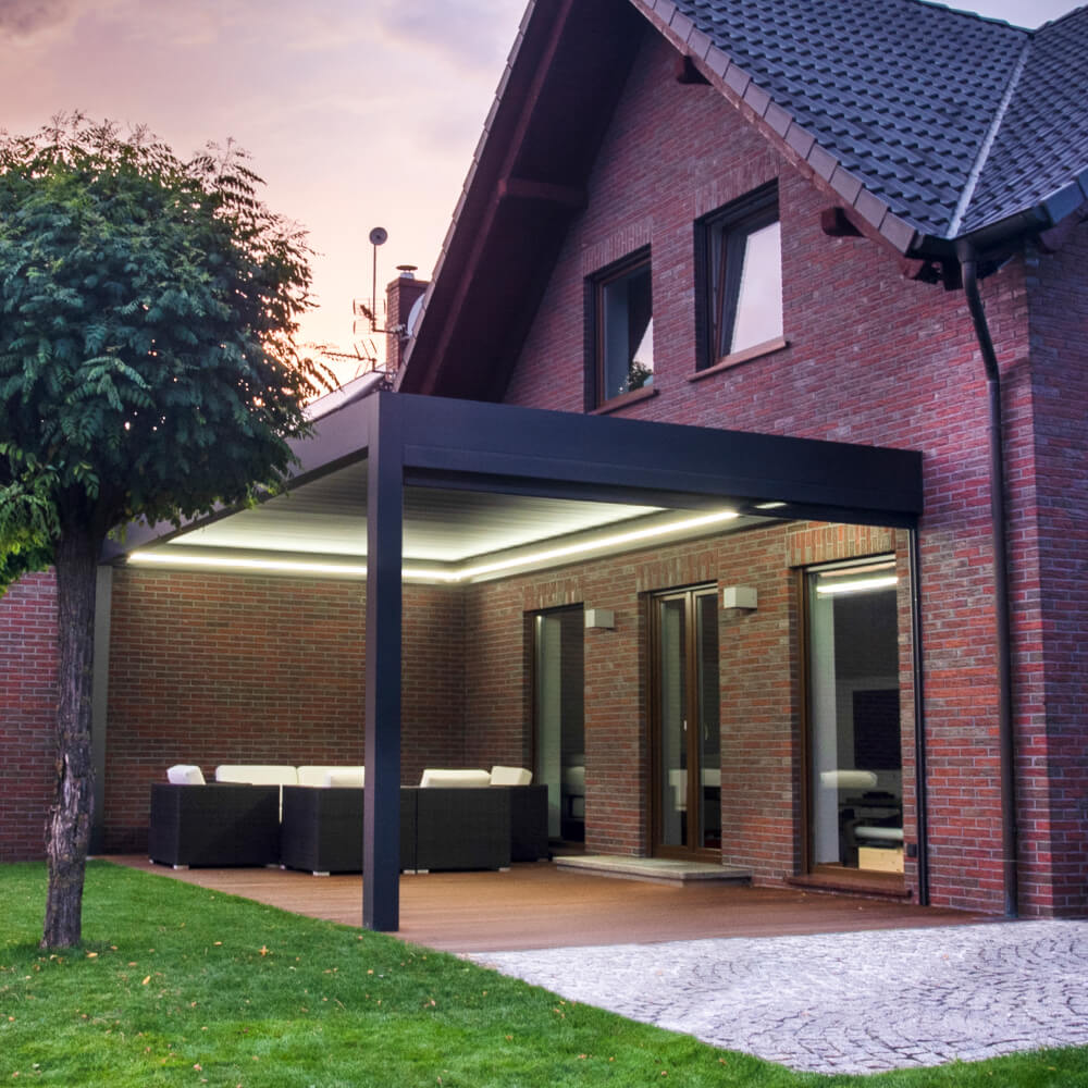 Anbaupergola Einbausituation LED Beleuchtung