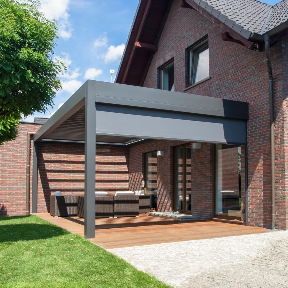 Anbaupergola Einbausituation Seitenwand