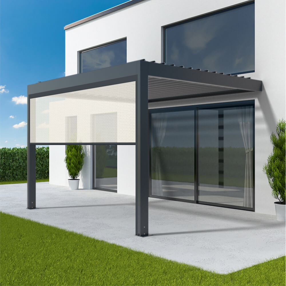 Pergola mit elektrischer Seitenwand