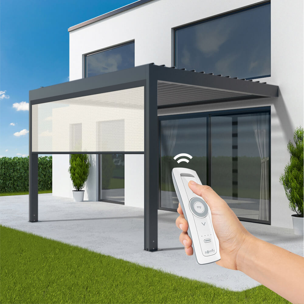 Pergola mit Smart Home-Zentrale