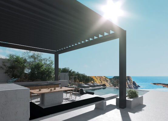 Pergola aus Aluminium auf der Terrasse