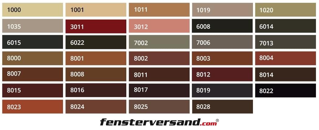 Braune RAL-Farben