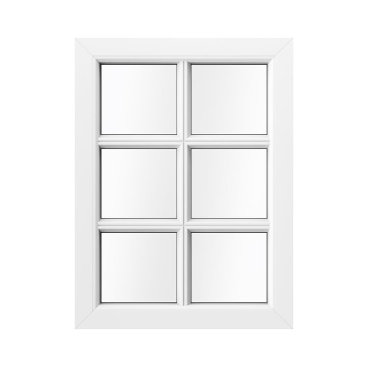 Kunststofffenster Holzoptik mit Sprossen Innenansicht Weiß
