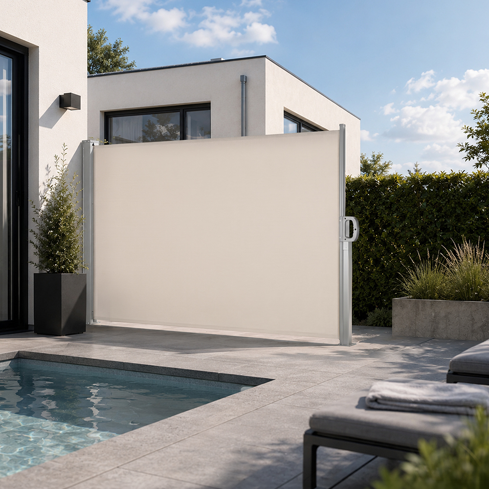 Seitenmarkise neben Pool