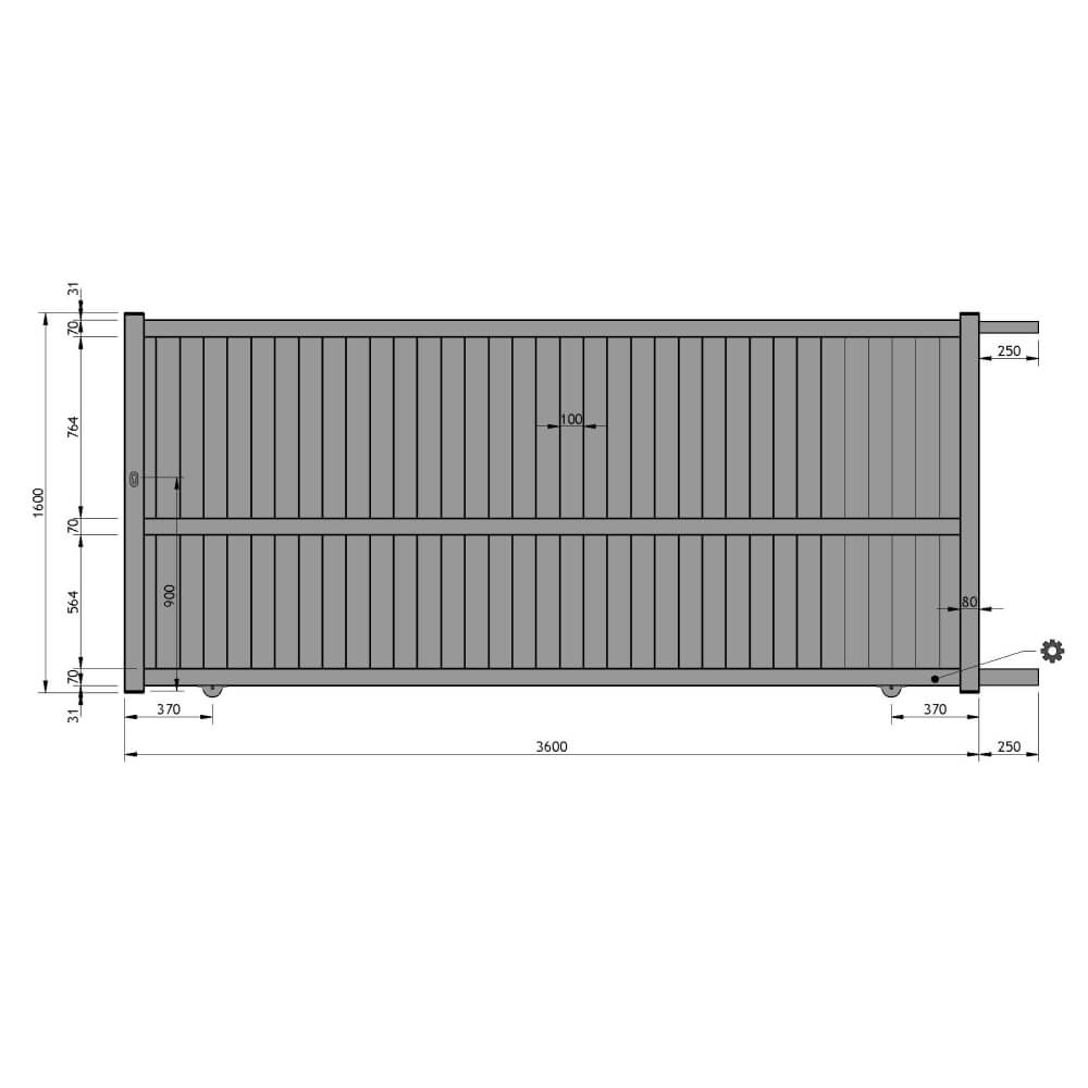 Schiebetor 3600 x 1600 mm