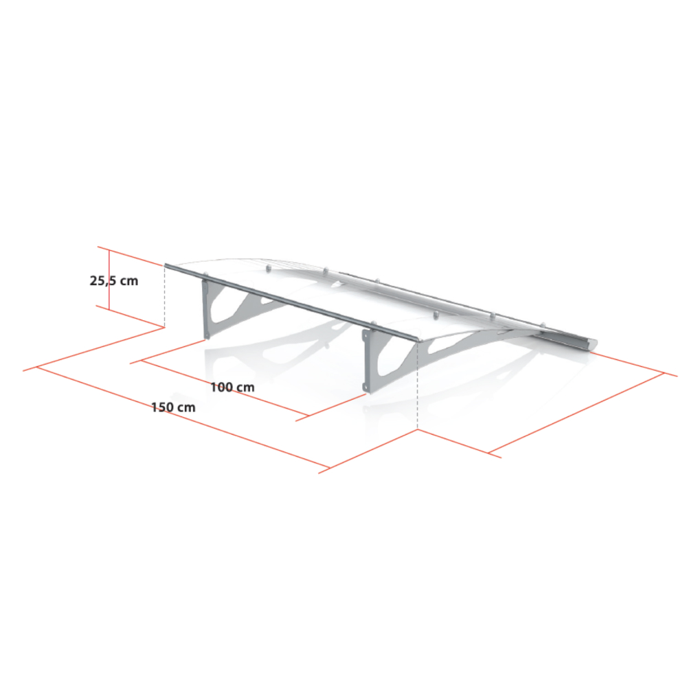 Vordach Dornbirn Maße – 150 cm Breite