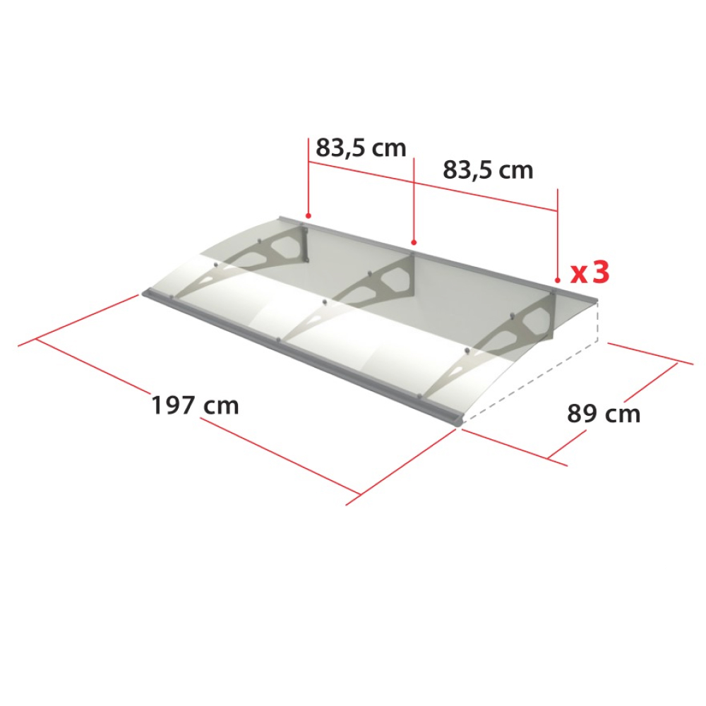 Vordach Dornbirn Maße – 197 cm Breite