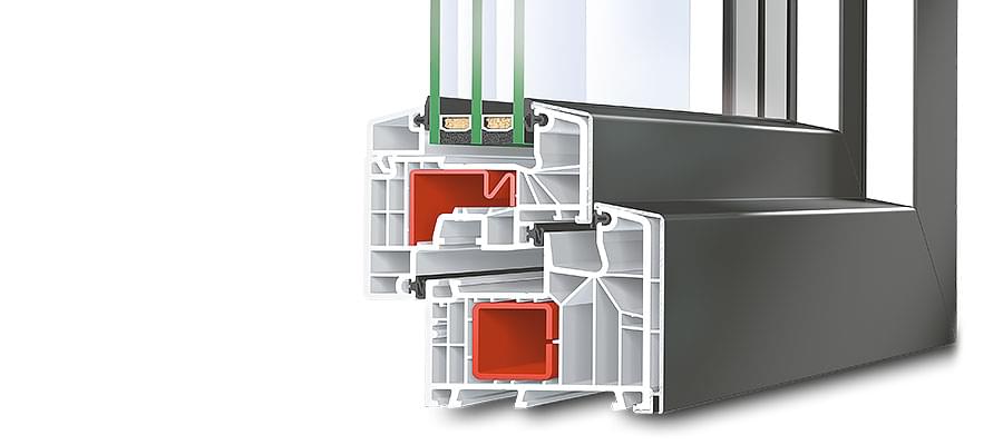 6-Kammer-Profilsystem von aluplast in flächenversetzter Optik